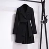 Trench-Coats EVLOOKS Costume Robe Veste mi-longue Style Taille Minceur Conception Casual Lâche Plissée Trench-Coat Nouvelles Femmes Autum Hiver 2022 Y2209