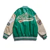 Men's Jackets Mens Varsity PU Leather Baseball Jacket Men Women Vintage Embroidery Letter Patchwork College Coats Hip Hop Bomber Coat Unisex T220926