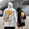 Embroidery Animal Flowers Rabbits Print Hooded Sweatshirts Harajuku Fashion Pullover Hoodies Hip Hop Casual Streetwear