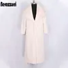 FURE WOMENT FUAX NERAZZURI DŁUGO czarny zimowy płaszcz Kobiety Sleeve plus rozmiar elegancki puszysty norek płaszczy 6xl 7xl 220926