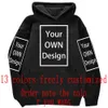 Heren Hoodies sweatshirts je eigen ontwerpmerk /foto aangepaste mannen vrouwen diy hoodies sweatshirt casual hoody kleding 14 kleuren losse mode 220928