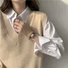 Gilets pour femmes JMPRS femmes pull automne col en v pull en tricot solide Simple mince tout match décontracté coréen sans manches Vintage 220928