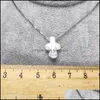 Pendant Necklaces 100% Natural Baroque Pearl Necklace S925 Sterling Sier Pendant Cross For Women Fashion Jewelry Gift Chain Wedding D Dhtab