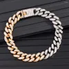 Bracelets de cheville 13mm asymétrie cubaine lien chaîne strass pour les femmes Bling or argent couleur cristal cheville Bracelet Punk pied bijoux