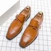 Mönch Men Modes Schuhe Feste Farbe Schlangenmuster pusing spitzer Retro -Seitenschnalle Klassiker Business Casual Wedding täglich E WDD