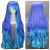 Long Straight Synthetic Wig Blue Purple Ombre Hair Cosplay Wigs Halloween Party