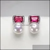 Orecchini con perle coltivate a bottone in argento 925 stile estivo 7-8 mm zircone per donna ragazza matrimonio fai da te regalo fidanzata consegna goccia 2021 gioiello Dhboa