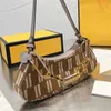 حقائب نسائية فاخرة F حقيبة جلدية باجيت حقيبة يد مصمم نسيج نسيج الحقيبة طباعة Crossbody سلسلة مقبض حقائب كتف محفظة الأزياء