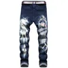 Jeans pour hommes Mode Skull Wolf 3D Pantalon en denim imprimé Long Classique Slim Fit Pantalon Hommes Streetwear Mâle Stretch 220927