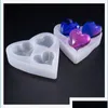 Плесени 3D Heart Sile плесень 3 полости режущая поверхность формы смола мод мод