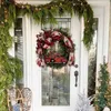 Dekoracje świąteczne 40 cm Wreath Wesołych drzwi frontowych ozdoby ozdoby Xmas imprezy do domu 2023 Happy Year Naviidad 220928
