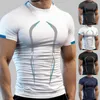 Herr t-skjortor sport bra tr￤ning sommar skjorta smala fit m￤n t-shirt o nacke f￶r daglig slitage