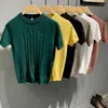 M￤ns T-skjortor M￤n 2022 Summer Korean Slim Fit Sticked T-shirt Men's Solid Color Kort￤rmad manlig O-Neck Bottoming A115