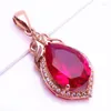 Chaînes Classique 585 Violet Plaqué Or 14K Rose Géométrique Goutte D'eau Rubis Collier Pendentif Cristal Charme Romantique Femmes Bijoux