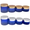 Bouteille d'emballage en PET Vide Blue Frost Pots de crème de soin de la peau En plastique Or Argent Couvercle à vis Dia.68mm Pot d'huile de cheveux Récipient cosmétique 100 ml 120 ml 150 ml 200 ml