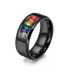 Gay Rainbow Crystal Ring Stainless Steel Band Rings for Couple Men Women Fashion Jewelry Valentine's Gift