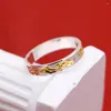 Cluster Rings Chic Silver Jewelry Women's 925 Sterling Ring Bohemian Style Inlaid 24K Gold Pattern Design Couple Wedding Gift