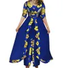 BintaRealWax African Dresses For Women Dashiki Square 2 layers Long Skirt Clothing Pachwork Short Sleeve party dress WY7961