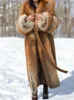 Womens Fur Faux LGRQ Autumn Solid Loose Thicken Warm Jacket Lapel Long Sleeve Overcoat Female Fashion 19D4238 220927