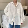 Men's Casual Shirts 2022 Men's White Hawaiian Loose Male Long Sleeve Sleeved French Cuff Mens Fashion Camisa Masculina