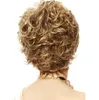 Blonde hoogtepunt Korte Korte Curly Synthetische pruiken Hittebestendige vezel Haarpruik Daily4490050