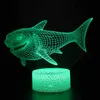 LED BASE Nachtlichten Shark Dolphin Mermaid 3D Light Decoratielamp 16 kleuren met externe USB -kabel