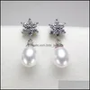 Orecchini con perle coltivate a bottone in argento 925 stile estivo 7-8 mm zircone per donna ragazza matrimonio fai da te regalo fidanzata consegna goccia 2021 gioiello Dhboa