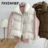 Chalecos de mujer abajo mujeres sueltas sin mangas cuello de giro invierno cálido algodón acolchado puffer ropa exterior casual parkas chaqueta 220928