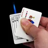 Metal Oyun Kartları Jet Daha Çakmak Olağandışı Torch Turbo Bütan Gaz Poker Çakmak Yaratıcı Rüzgar Geçirmez Dış Mekan Açık Mekan Erkekler İçin Komik Oyuncaklar
