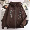 Herrjackor vinter kvinnors retro roliga skalle tryck zip hoodie sweatshirt harajuku överdimensionerade män och kvinnor mode hip hop jacka t220926