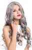Popular Beautiful Wig Wig Wig Long Wavy Middle Part Silver Grey