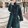 Womens Fur Faux LANMREM Inverno Cappotto di lana di agnello verde scuro Maniche lunghe Monopetto Sciolto Lusso Stile coreano Abbigliamento caldo 2R7208 220927