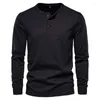 Camisetas masculinas de camisetas masculinas de manga longa de tamanho grande para roupas outumn winter tee top algodão o pescoço 2022 Botões esportes casuais