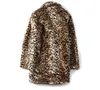 Womens Fur Faux Leopard Coat förtjockad Midlängd Imitation Får Shearling Fashion 220927