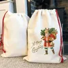 DIY Kişiselleştirilmiş Süblimasyon Baskı İnce Keten Noel Hediye Çantaları Cep Çizme Cep Santa çuval çanta