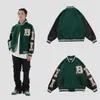 Mens Jackets Varsity Bomber Jacket Harajuku Korea Bone Letter Patchwork Hip Hop Streetwear Single BBreasted Baseball Coats Unisex College 220928