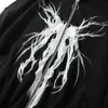 Herrtröjor tröjor aolamegs punk grafisk tryck dragkedja band huva hoodie män avslappnad svart cool överdimensionerad pälsmode tröja streetwear hösten 220928
