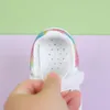 Sneakers Kids Fashion Rainbow Colorful Girls White Casual Shoes Pu Leather Wiith Air Cushion Sole Hook-Loop Autunm 220928