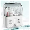 Baño Organización de almacenamiento Caja de cosméticos portátil Belleza Der Tipo Producto para el cuidado de la piel Estante Lápiz labial Maquillaje Pincel Acabador Drop Deliv Dhxvu