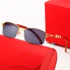 occhiali da sole designer designer maschili occhiali da sole da sole in metallo argento gambe in legno marrone lente originale rosso custodina o occhiali da sole unica da sole