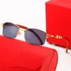 Brillen, Sonnenbrillen, Designer, Herren-Designer-Sonnenbrillen, Gold, Silber, Metall, Holzbeine, braune Linse, originales rotes Gehäuse, Occhiali da Sole-Sonnenbrille