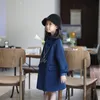 Coat Girls Kid en Jacket Overcoat Navy Blue Warm Thicken Winter Cotton Plus Size Children's Clothing 220927
