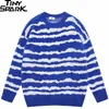 Pulls pour hommes Pull à rayures pour hommes Streetwear Pull tricoté à fourrure Hip Hop Retro Vintage Pullover Cotton Harajuku Pull Bleu Noir 220928