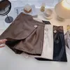 Women's Shorts Women's High Waist Irregular Button Design Women Chic Zip-up PU Leather Skirts 2022 Korean Fashion Sexy