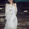 Womens Summer Romantic Chiffon Dress Elegant Female Celestial X-Long Beach Style Ruffles White Maxi Dresses