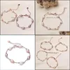 Beaded Strands Wholesale Jewelry Natural Freshwater Pearl Bracelet for Women 3 Color Oval Wedding Handmade Christmas Gift Drop Deliv Dhku3