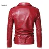 Männer Leder Faux Herbst Winter Männer Jacke Mode Moto Biker PU s Mantel Männlich Rot 220927