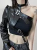 Giacca da donna in pelle finta Weekeep Gothic Black PU Giacca da donna con una spalla Halter Buckle Hip Hop Abiti Moda Streetwear Giacche corte Solid 220928