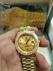 Z oryginalnym pudełkiem wysokiej jakości luksusowe zegarki modowe najwyższej jakości 18K żółte złote diamentowe ramki 18038 Automatyczne męskie zegarek na rękę 2024