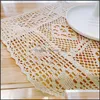 Tapis de table en dentelle à la main en coton, tapis de table en tissu, crochet, napperon, tasse, napperon, tasse de cuisine, accessoire de Noël, livraison directe Dhxlm